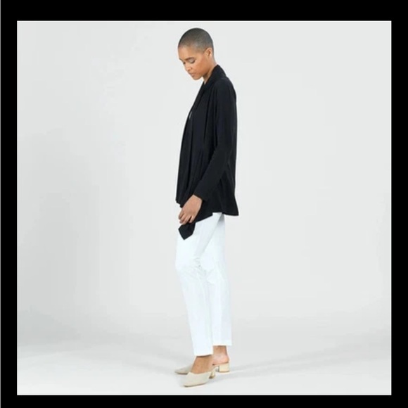 Clara Sunwoo Drape Tunic Cardigan Sweater XL Black Asymmetrical - Picture 5 of 7